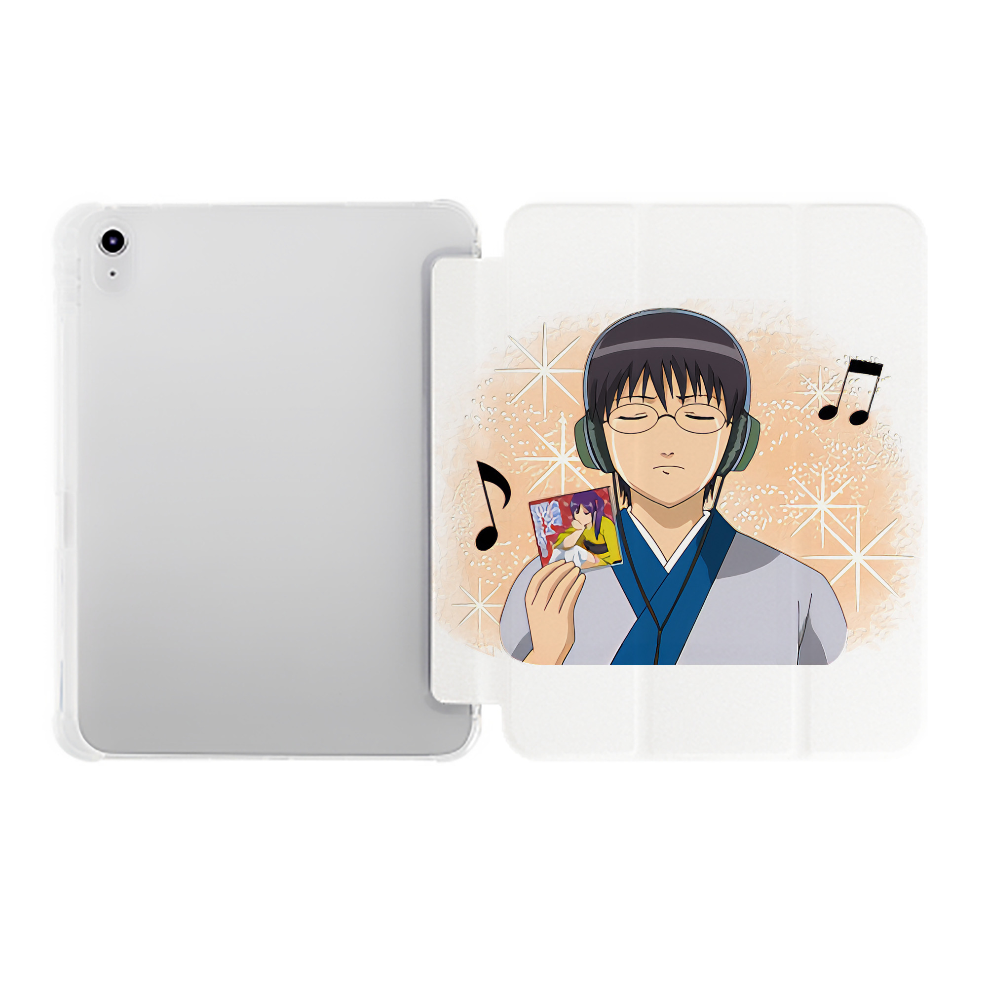 （画像用） ぎんたま 坂田銀時（さかたぎんとき） 神楽 志村新八（しむら しんぱち） GINTAMA Sakata Gintoki Kagura Shimura Shinpachi IPad ケース ペン収納付き 三つ折りスタンド PUレザー×シリコン 対応機種9.5/10.5/10.9インチ